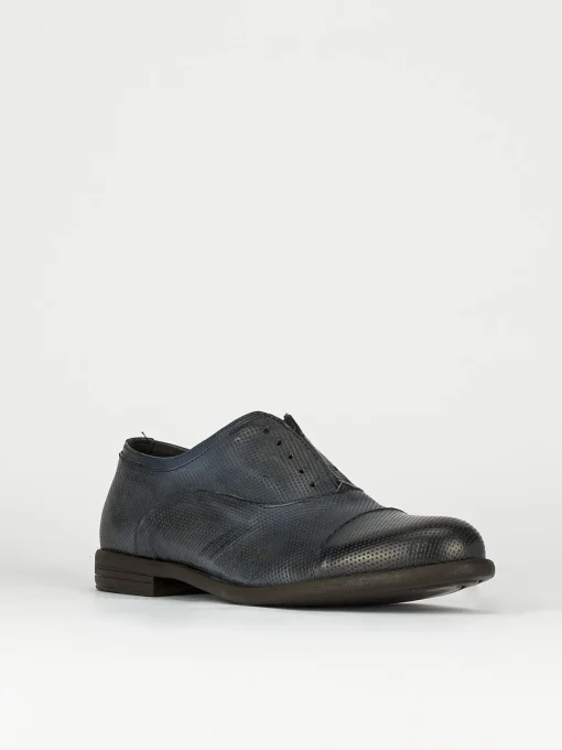 Scarpa no lace tacco 2 cm blu pelle