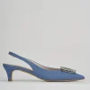 Slingaback decolte' tacco 5cm jeans pelle