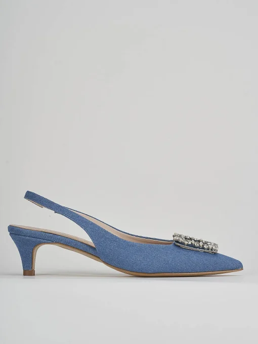 Slingaback decolte' tacco 5cm jeans pelle
