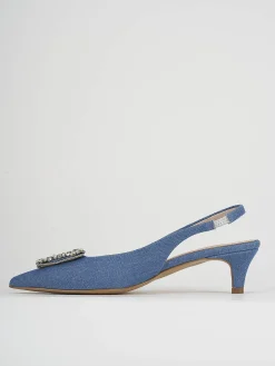 Slingaback decolte' tacco 5cm jeans pelle