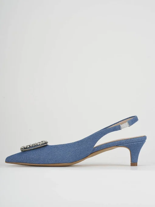 Slingaback decolte' tacco 5cm jeans pelle