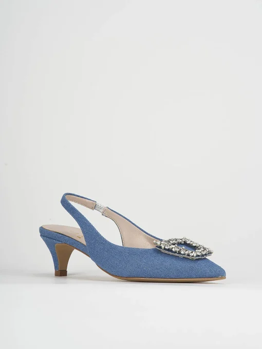 Slingaback decolte' tacco 5cm jeans pelle