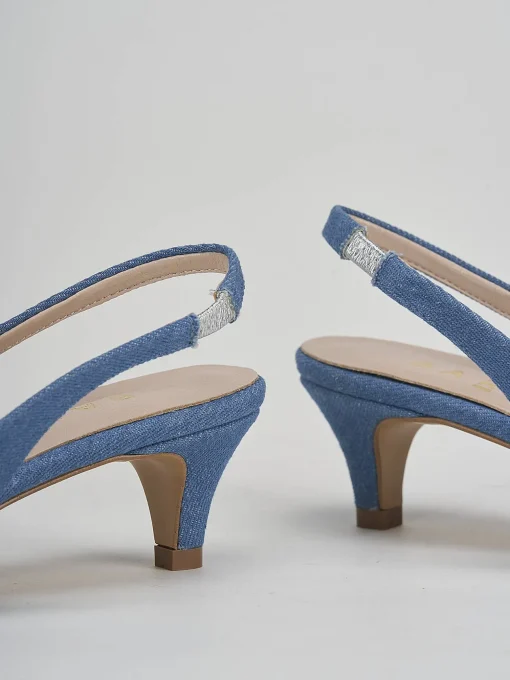 Slingaback decolte' tacco 5cm jeans pelle