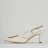 Slingback decolte tacco 5 cm bianco pelle