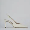 Slingback decolte tacco 7 cm bianco pelle