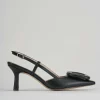 Slingback decolte tacco 5 cm nero pelle