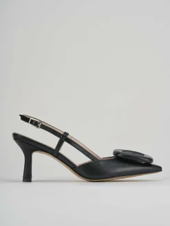 Slingback decolte tacco 5 cm nero pelle