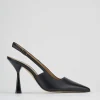 Slingback decolte tacco 8 nero pelle