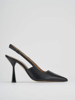 Slingback decolte tacco 8 nero pelle