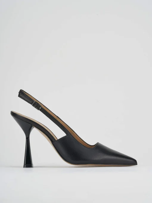 Slingback decolte tacco 8 nero pelle