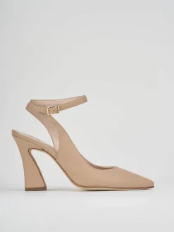 Slingback decolte tacco 9 cm marrone pelle