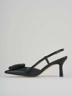 Slingback decolte tacco 5 cm nero pelle