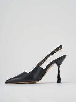 Slingback decolte tacco 8 nero pelle