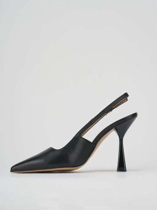 Slingback decolte tacco 8 nero pelle
