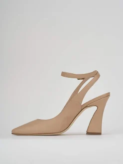 Slingback decolte tacco 9 cm marrone pelle