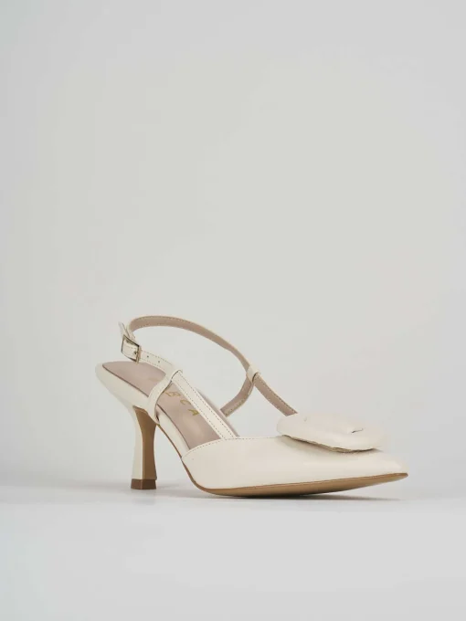 Slingback decolte tacco 5 cm bianco pelle