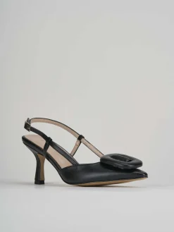 Slingback decolte tacco 5 cm nero pelle