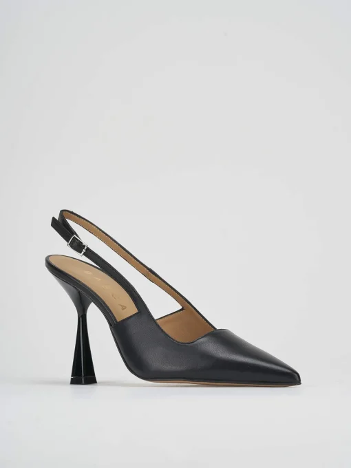 Slingback decolte tacco 8 nero pelle