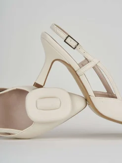 Slingback decolte tacco 5 cm bianco pelle