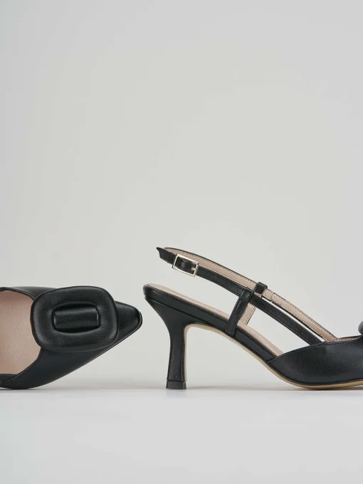 Slingback decolte tacco 5 cm nero pelle