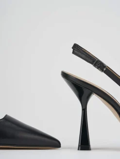 Slingback decolte tacco 8 nero pelle