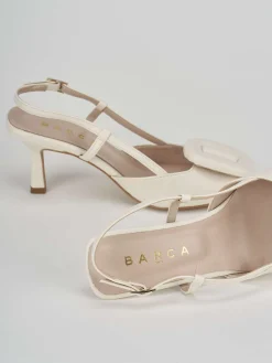 Slingback decolte tacco 5 cm bianco pelle