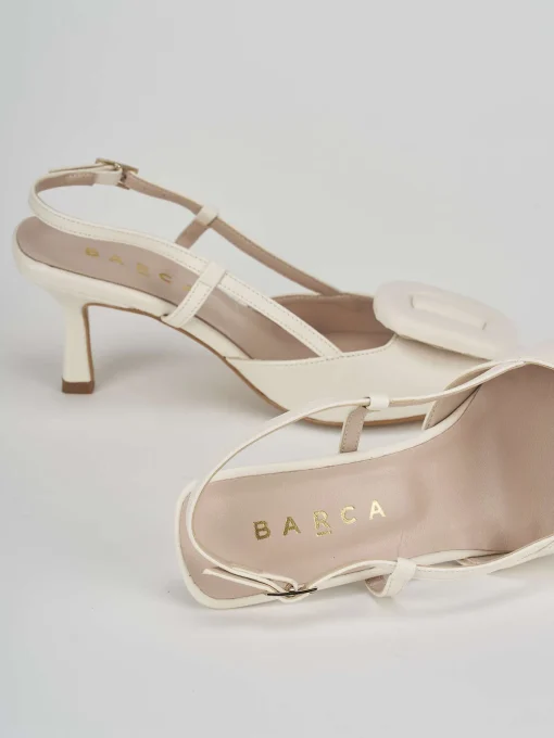 Slingback decolte tacco 5 cm bianco pelle