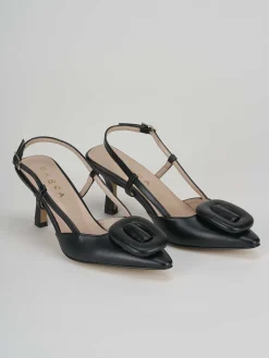 Slingback decolte tacco 5 cm nero pelle