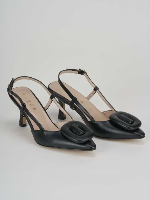 Slingback decolte tacco 5 cm nero pelle