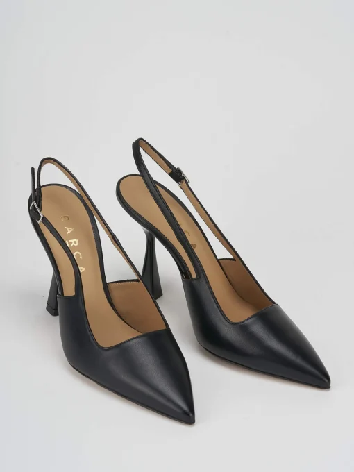 Slingback decolte tacco 8 nero pelle
