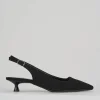 Slingback decolte' tacco 3 cm nero tessuto