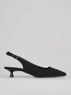 Slingback decolte' tacco 3 cm nero tessuto