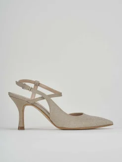 Slingback decolte' tacco 7 cm oro glitter