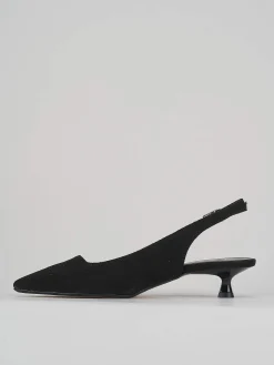 Slingback decolte' tacco 3 cm nero tessuto
