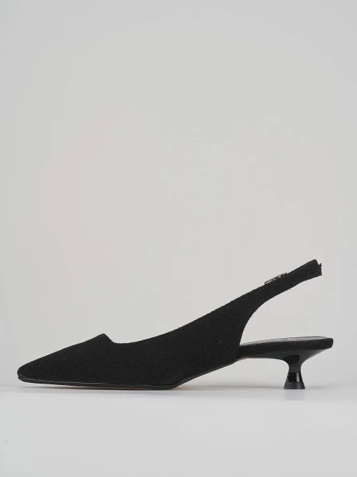 Slingback decolte' tacco 3 cm nero tessuto