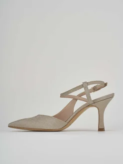 Slingback decolte' tacco 7 cm oro glitter