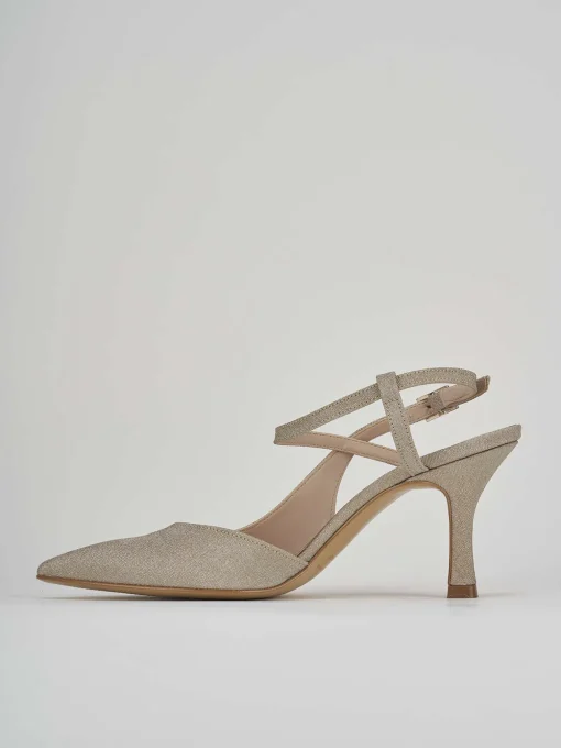 Slingback decolte' tacco 7 cm oro glitter