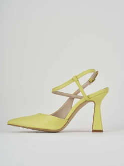 Slingback decolte' tacco 9 cm verde pelle