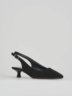 Slingback decolte' tacco 3 cm nero tessuto