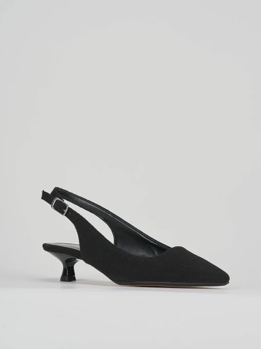 Slingback decolte' tacco 3 cm nero tessuto