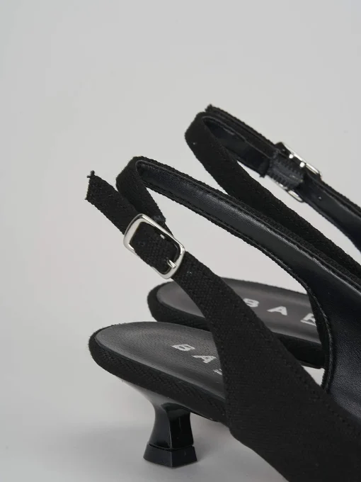 Slingback decolte' tacco 3 cm nero tessuto