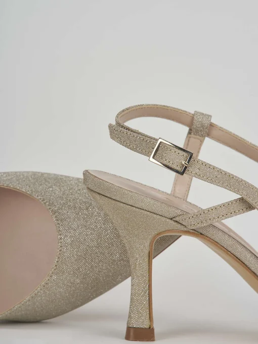 Slingback decolte' tacco 7 cm oro glitter