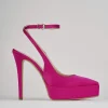Slingback decoltè tacco 11 cm rosa raso