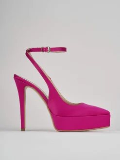 Slingback decoltè tacco 11 cm rosa raso