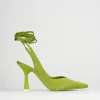 Slingback decoltè tacco 9 cm verde raso