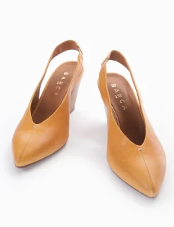 Slingback decoltè tacco 8 cm giallo pelle