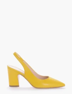 Slingback decoltè tacco 8 cm giallo pelle