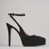 Slingback decoltè tacco 11 cm nero raso