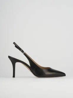 Slingback decoltè tacco 8 cm nero pelle