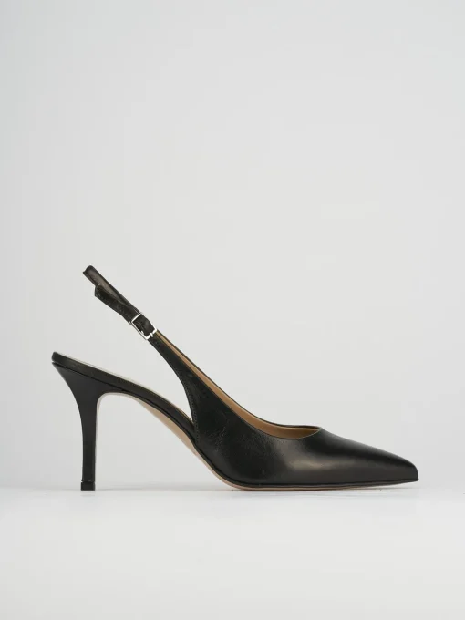 Slingback decoltè tacco 8 cm nero pelle